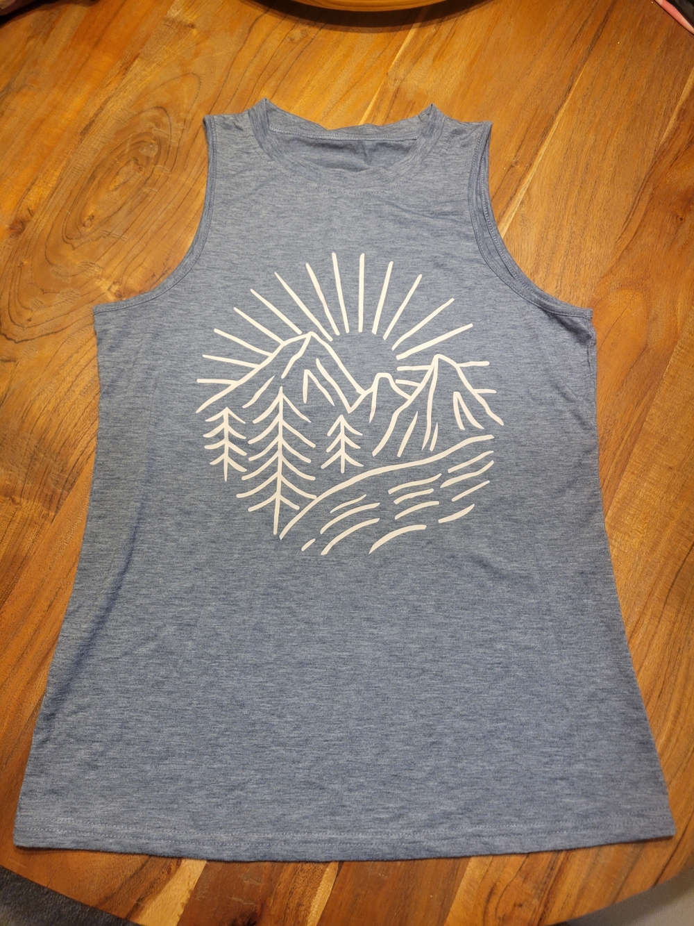Women's Blue Graphic Tank Top